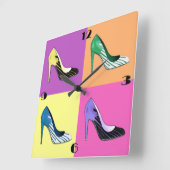 Pop-Kunst-Stilett pumpt,/Schuhe/hoch Heels Quadratische Wanduhr (Winkel)