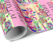 Pop-Kunst-Süßigkeit farbige Katzen-Vogel-Käfige Geschenkpapier (Rolleneckpunkt)