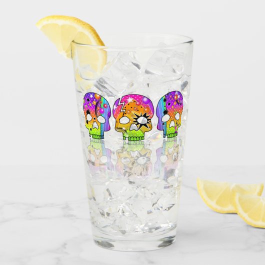 Pop-Kunst-Tag der toten Schädel Glas (Vorderseite Ice)