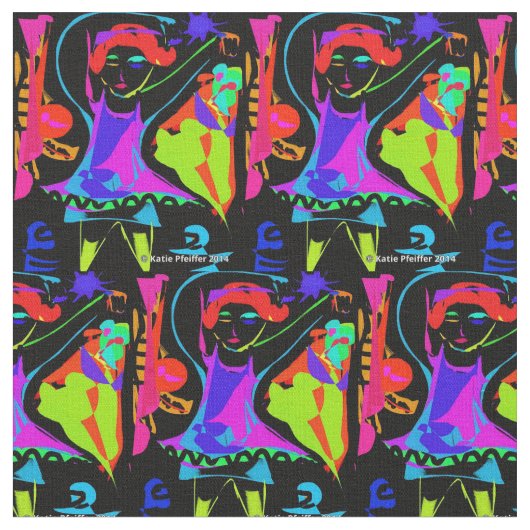 Pop-Kunst-Tanz-Mädchen-Gewebe Stoff (Nahaufnahme)