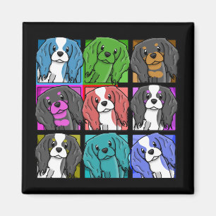 Pop-Kunst-unbekümmerter Königcharles Spaniel Magnet