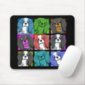 Pop-Kunst-unbekümmerter Königcharles Spaniel Mousepad (Mit Mouse)