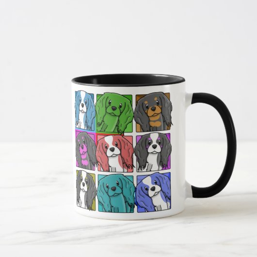 Pop-Kunst-unbekümmerter Königcharles Spaniel Tasse (Rechts)
