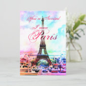 Pop-Kunst-Vintage Eiffel-Turm-Einladung Einladung (Stehend Vorderseite)