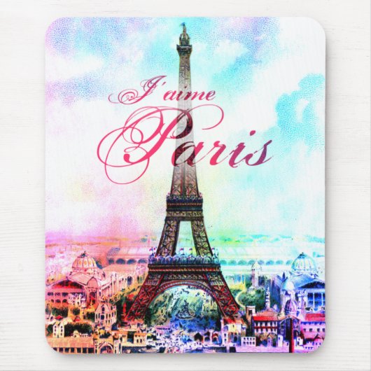 Pop-Kunst-Vintager Eiffel-Turm Mousepad (Vorne)