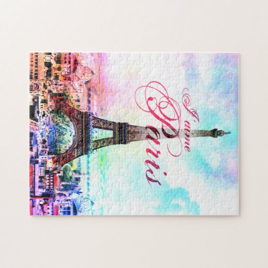 Pop-Kunst-Vintager Eiffel-Turm Puzzle (Horizontal)