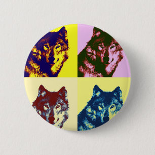 Pop-Kunst-Wolf Button