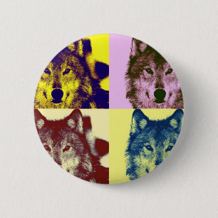 Pop-Kunst-Wolf Button