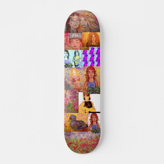 Pop-Kunstcollage (Musik und Portraits) Skateboard (Vorne)
