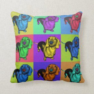 Pop-Kunstdachsund-Dackel täfelt MehrfarbenPopart Kissen