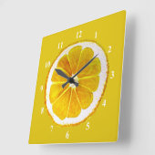 Pop kunstgelbe Zitronenfrüchte Original Aquarell Quadratische Wanduhr (Winkel)