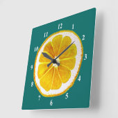 Pop kunstgelbe Zitronenfrüchte Original Aquarell Quadratische Wanduhr (Winkel)