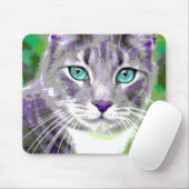 Pop-Kunstgraue Tabby-Katze Mousepad (Mit Mouse)
