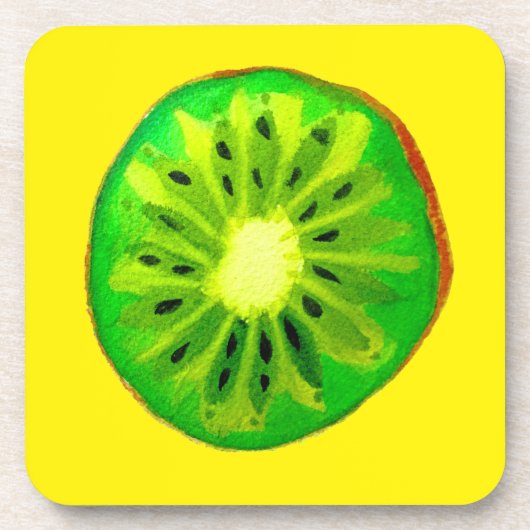 Pop kunstkunst helle Kiwfrucht Original Aquarell Getränkeuntersetzer (Vorderseite)