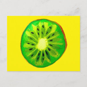 Pop kunstkunst helle Kiwfrucht Original Aquarell Postkarte