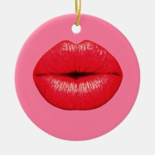 Pop-Kunstlippen des roten Lippenstifts große auf Keramik Ornament