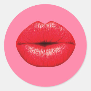Pop-Kunstlippen des roten Lippenstifts große auf Runder Aufkleber