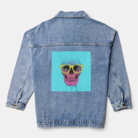 Pop-Kunstschädel mit Brille Jeansjacke (Rückseite)