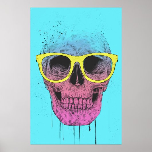 Pop-Kunstschädel mit Brille Poster (Vorne)