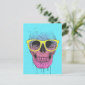 Pop-Kunstschädel mit Brille Postkarte (Stehend Vorderseite)