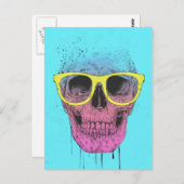 Pop-Kunstschädel mit Brille Postkarte (Vorne/Hinten)