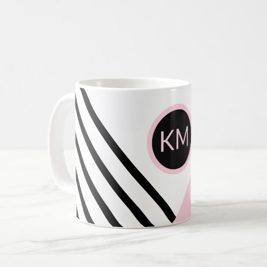 Pop-Kunststreifen und Farbblock mit dem Monogramm Kaffeetasse (Vorderseite Links)