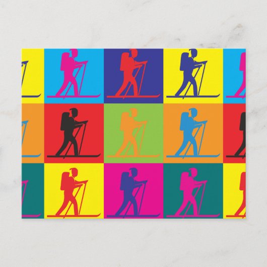 Pop Langlaufen Art Postkarte (Vorderseite)