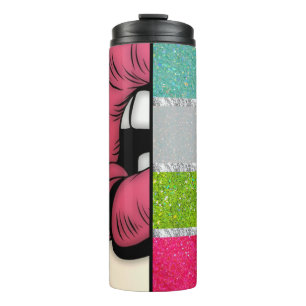 Pop Lipstick Art IMITATE GLITZER Thermosbecher