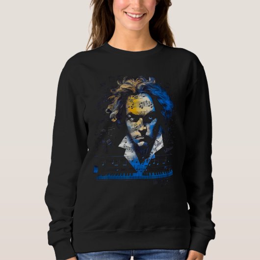 Pop Ludwig van Beethoven Music Piano Blue Sweatshirt (Vorderseite)