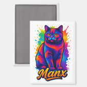 Pop Manx Cat Lago Maggiore Magnet (Vorderseite/Rückseite)