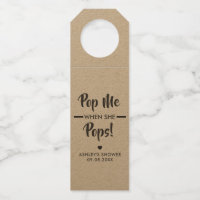Pop Me when she Pops, Baby Showgift Tag, Kraft