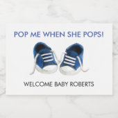 Pop mich, wenn sie Pop, Blue Baby Sneakers Schaumweinetikett (Einzelnes Label)