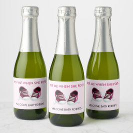 Pop mich, wenn sie Pop, rosa Baby-Turnschuhe Schaumweinetikett