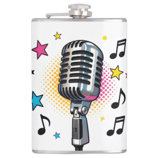 Pop microphone with colorful stars and music notes flachmann