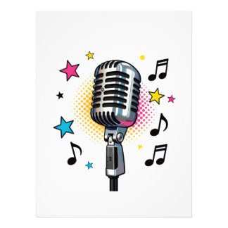 Pop microphone with colorful stars and music notes fotodruck