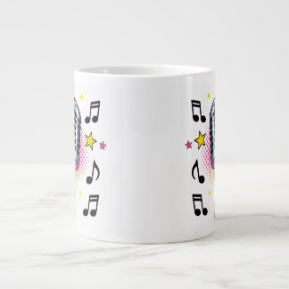 Pop microphone with colorful stars and music notes Jumbo-Tasse