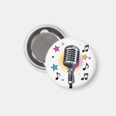 Pop microphone with colorful stars and music notes magnet (Vorderseite/Rückseite)