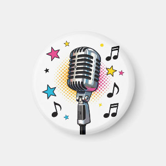 Pop microphone with colorful stars and music notes magnet