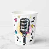 Pop microphone with colorful stars and music notes pappbecher (Rückseite)