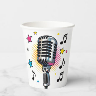 Pop microphone with colorful stars and music notes pappbecher