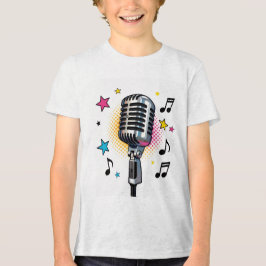 Pop-Mikrofon mit farbenfrohen Sternen und Noten Tri-Blend Shirt