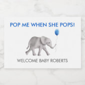 Pop mir, wenn sie Pop Baby Elefanten Sparkling Wei Schaumweinetikett (Einzelnes Label)