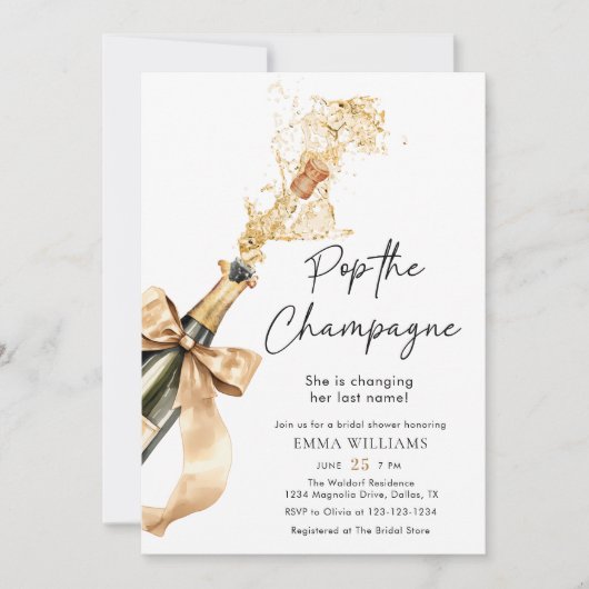 Pop mit Aquarell Das Champagner-Brautparty Einladung (Vorderseite)