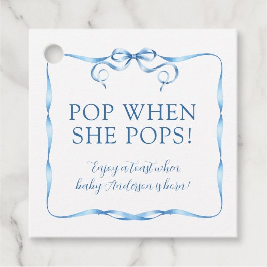 Pop mit blauer Ribbon, wenn sie Pop Geschenkanhänger (Vorderseite)
