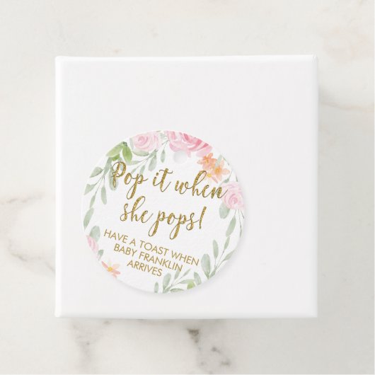 Pop mit Blumen und Gold-Glitzer, wenn sie Pop Geschenkanhänger (Beispiel)