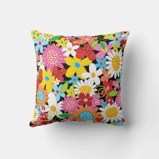 Pop mit bunten Frühlingsblumen Kissen (Rückseite)