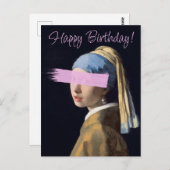 Pop mit Perlenohrmuschel Kunst Glückwunsch Geburts Postkarte (Vorne/Hinten)