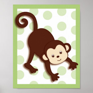 Pop-Mod-Affen-Dschungel-Kinderzimmer-Wandkunst-Dru Poster