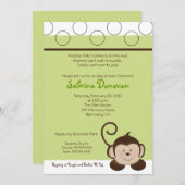 POP MONKEY 12x18 Green Neutral BABY SHOWER Einladung (Vorne/Hinten)