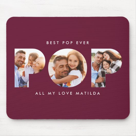 Pop Multi Foto Moderne bordeauxfarbene Eleganz Mousepad (Vorne)